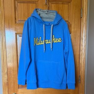 Antigua MilwaukeeBrewers Royal Blue Hoodie with Yellow Script